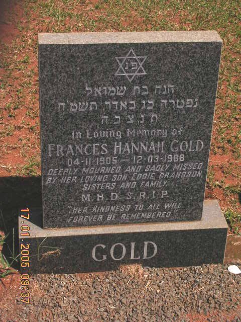 GOLD Frances Hannah 1905-1968