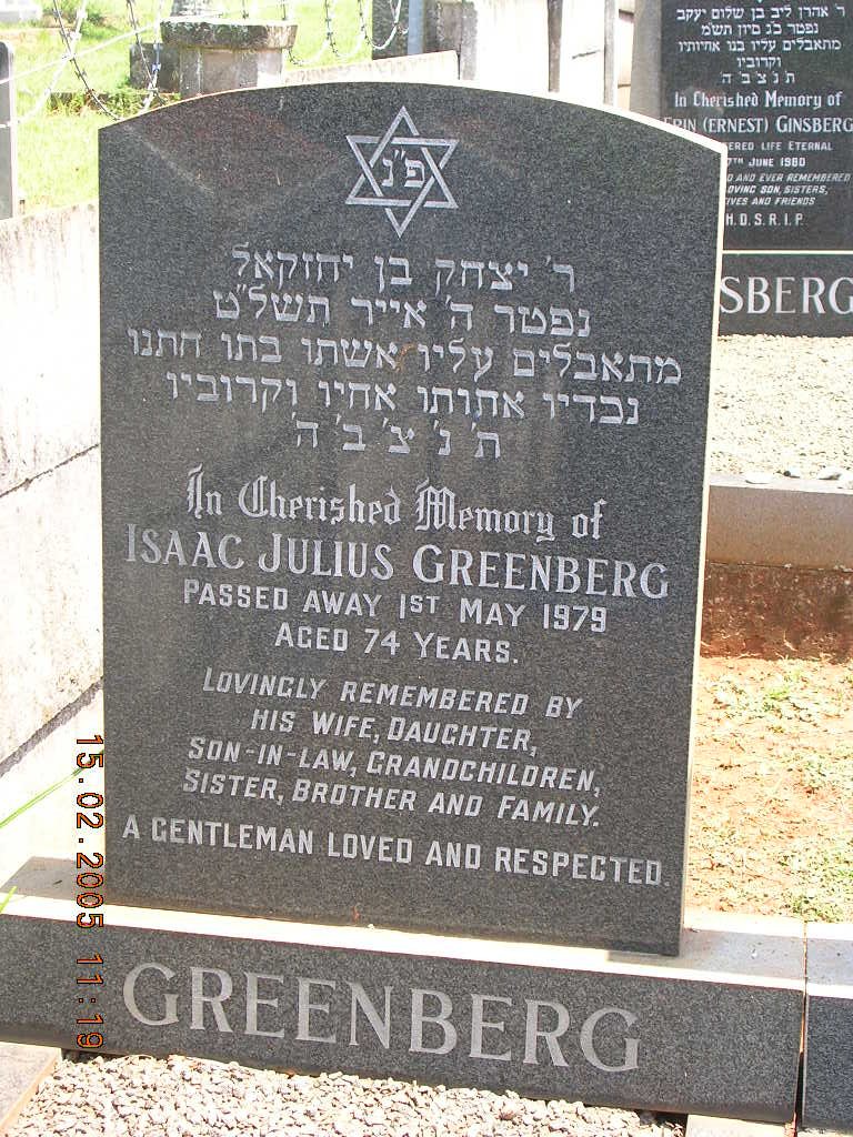 GREENBERG Isaac Julius -1979