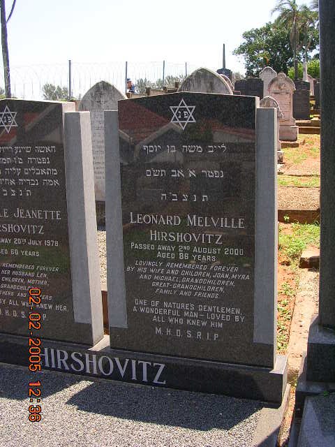 HIRSHOVITZ Leonard Melville -2000