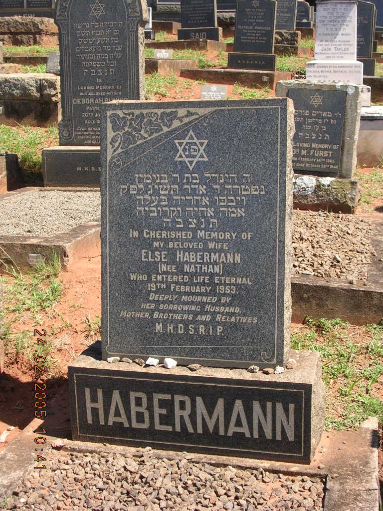 HABERMANN Else nee NATHAN -1953