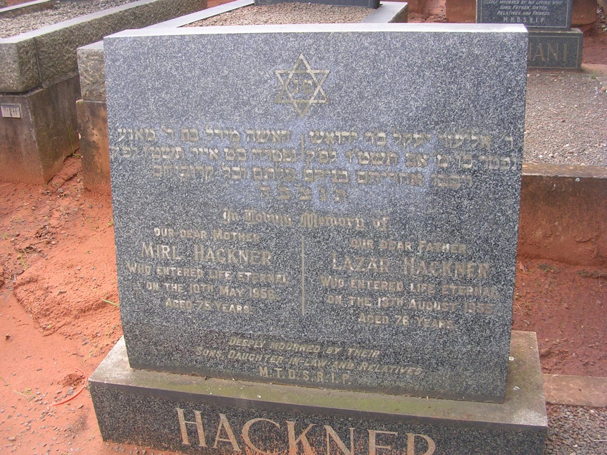 HACKNER Lazar -1955 &amp; Mirl -1956