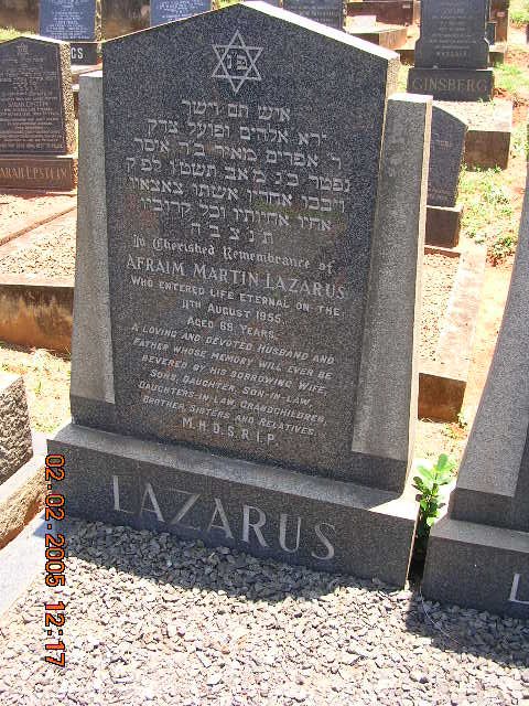 LAZARUS Afraim Martin -1955