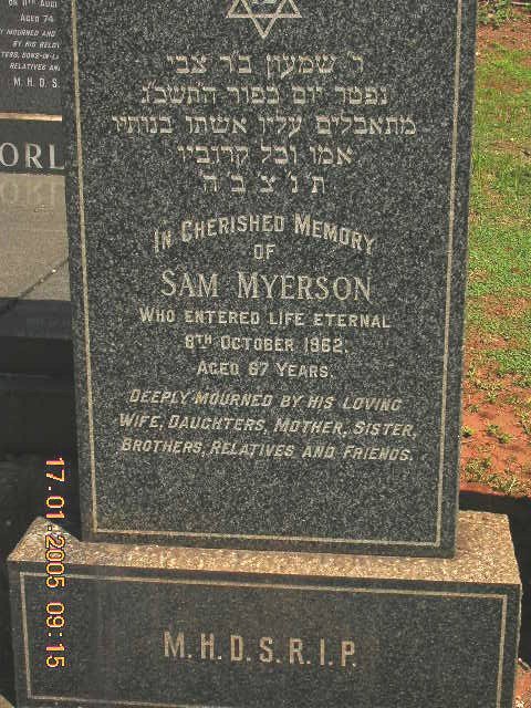 MYERSON Sam -1962