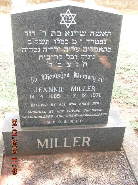 MILLER Jeannie 1885-1971
