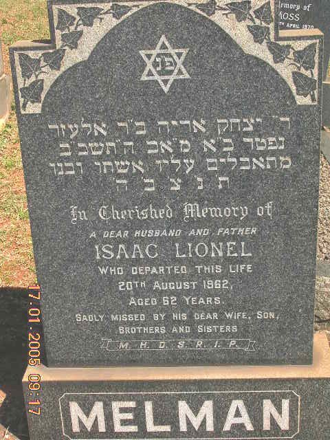 MELMAN Isaac Lionel -1962