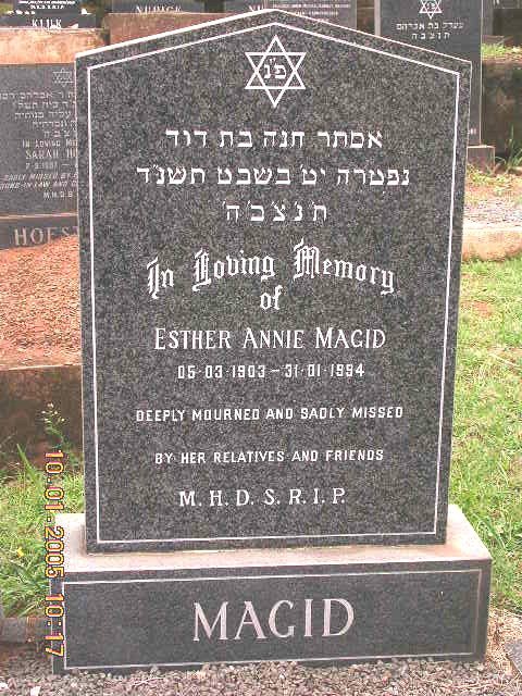 MAGID Esther Annie 1903-1994