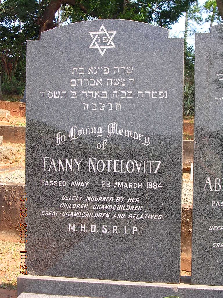 NOTELOVITZ Abraham -1976 &amp; Fanny -1984
