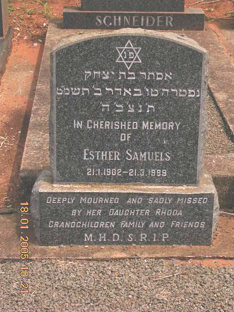 SAMUELS Esther 1902-1989