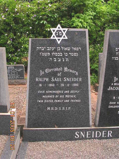 SNEIDER Ralph Saul 1960-1986