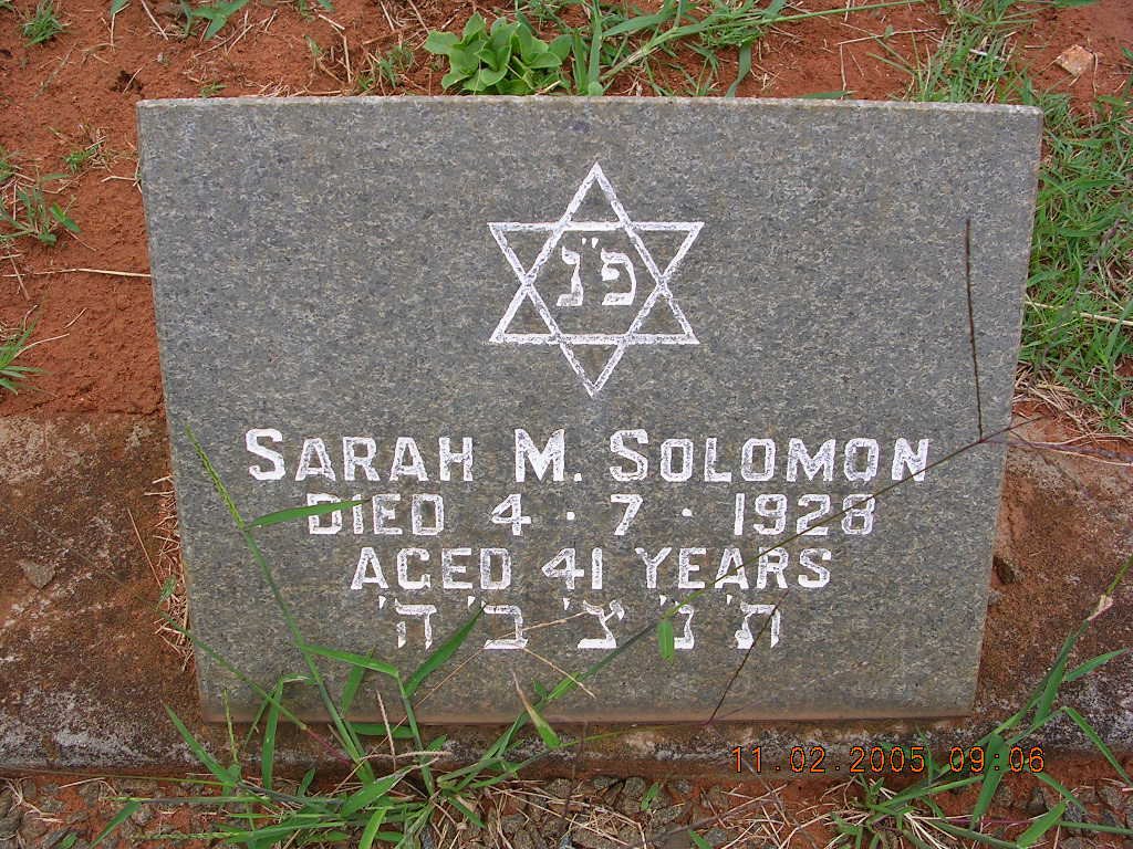 SOLOMON Sarah M. -1928