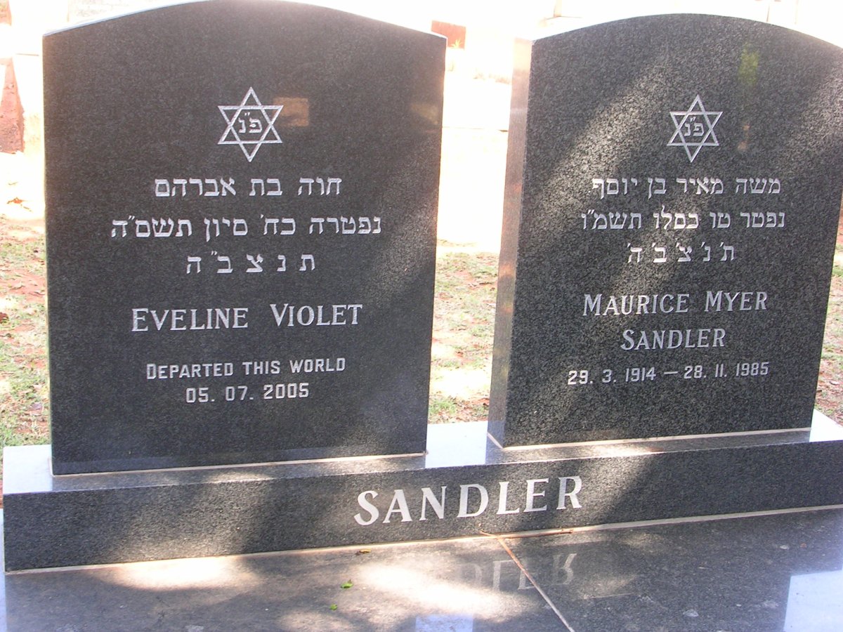 SANDLER Maurice Myer 1914-1985 &amp; Eveline Violet -2005