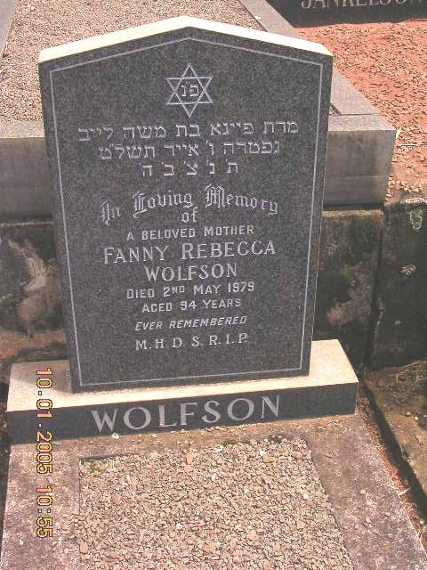 WOLFSON Fanny Rebecca -1979
