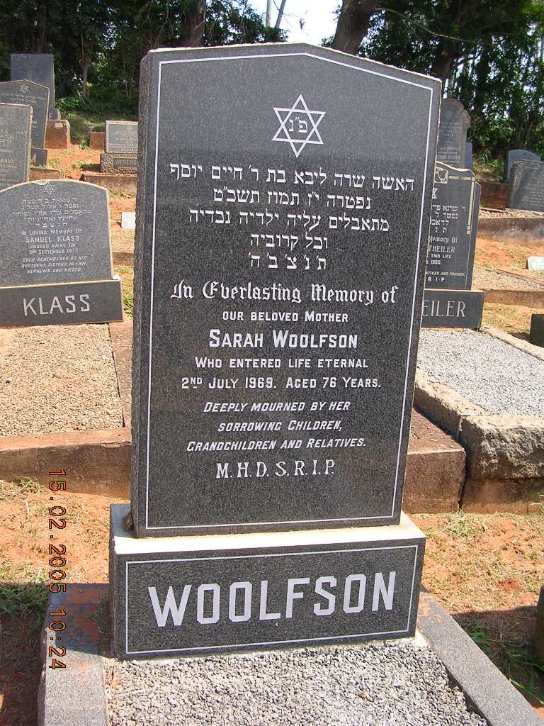 WOOLFSON Sarah -1969