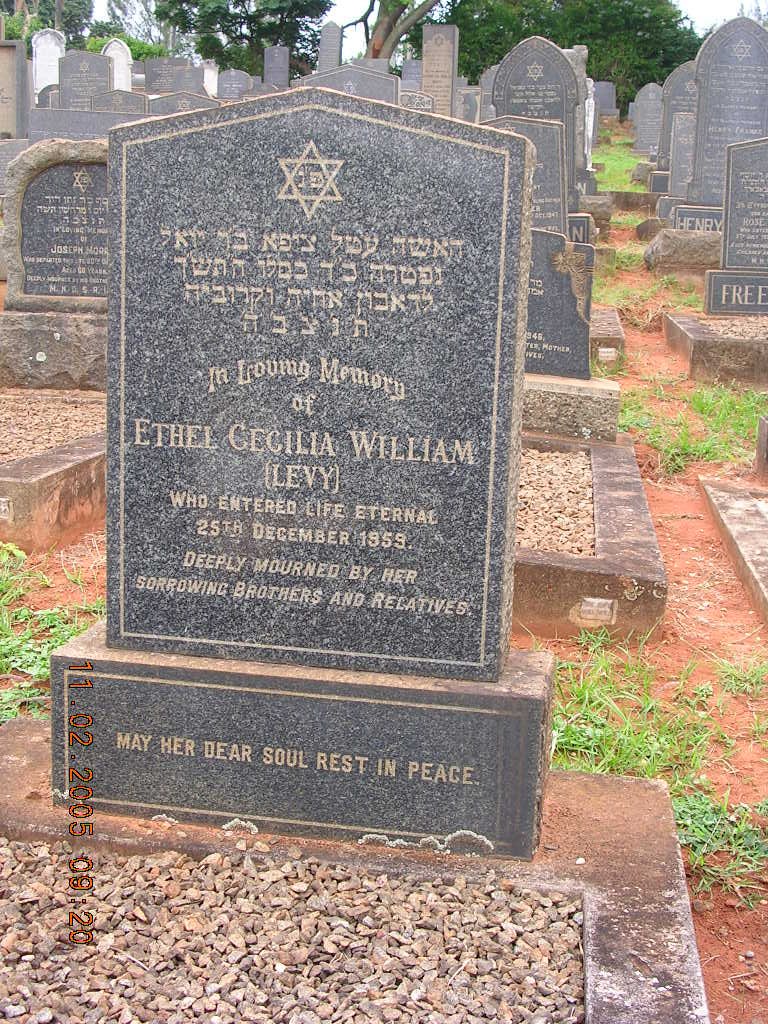 WILLIAM Ethel Cecilia nee LEVY -1959