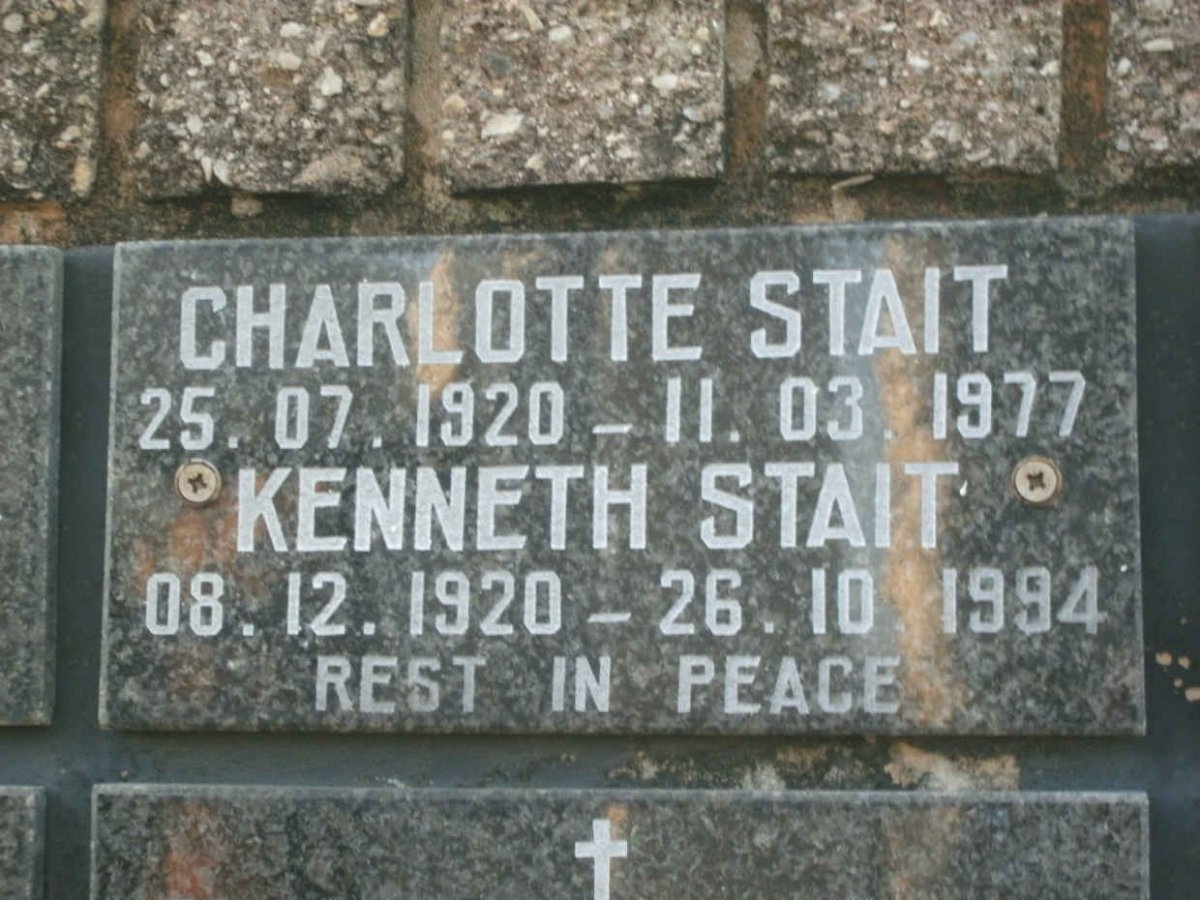 STAIT Kenneth 1920-1994 &amp; Charlotte 1920-1977