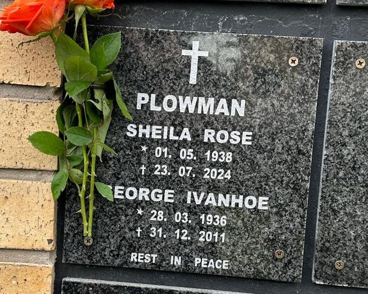 PLOWMAN George Ivanhoe 1936-2011 & Sheila Rose 1938-2024