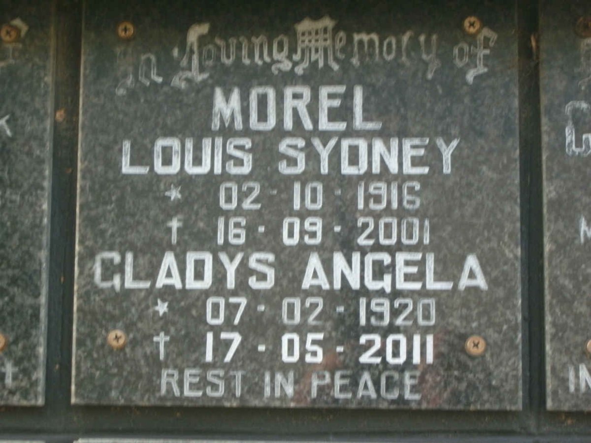 MOREL Louis Sydney 1916-2001 &amp; Gladys Angela 1920-2011