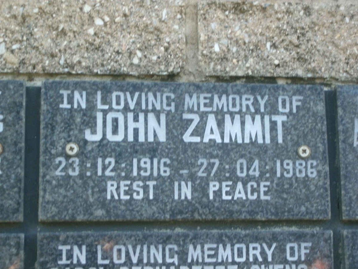 ZAMMIT John 1916-1986