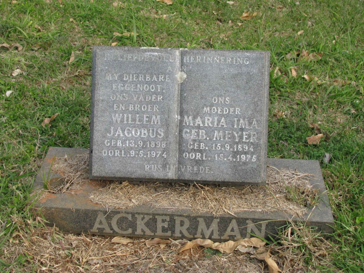 ACKERMAN Willem Jacobus 1898-1974 &amp; Maria Ima MEYER 1894-1975