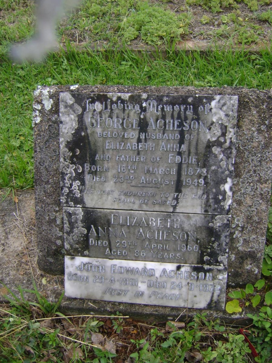 ACHESON George 1873-1949 &amp; Elizabeth Anna -1960 :: ACHESON John Edward 1901-1972