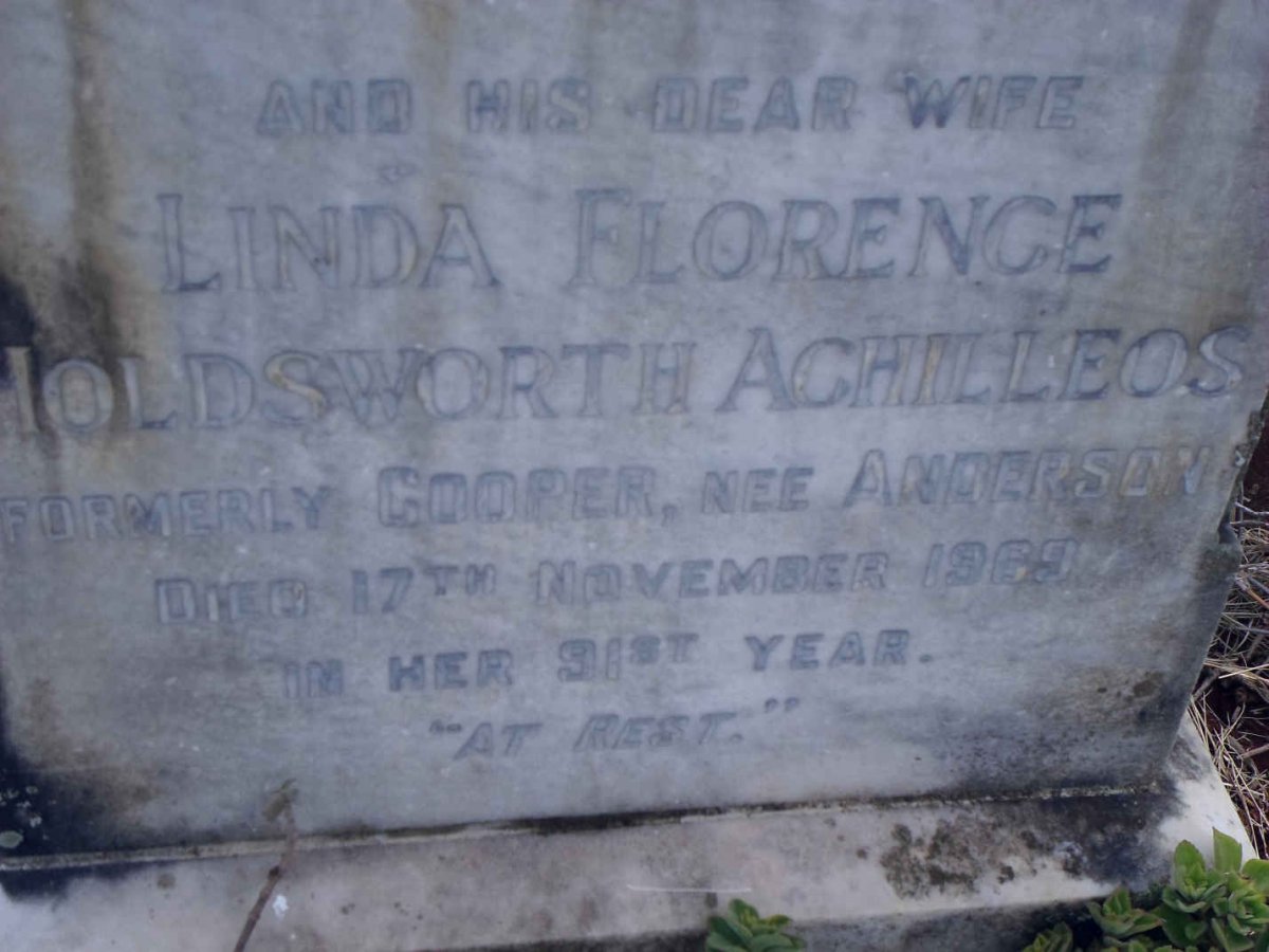 ACHILLEOS Linda Florence Holdsworth formerly COOPER nee ANDERSON -1969