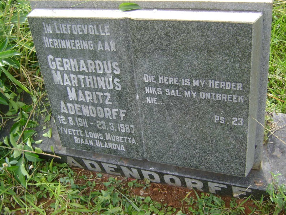 ADENDORFF Gerhardus Marthinus Maritz 1911-1987