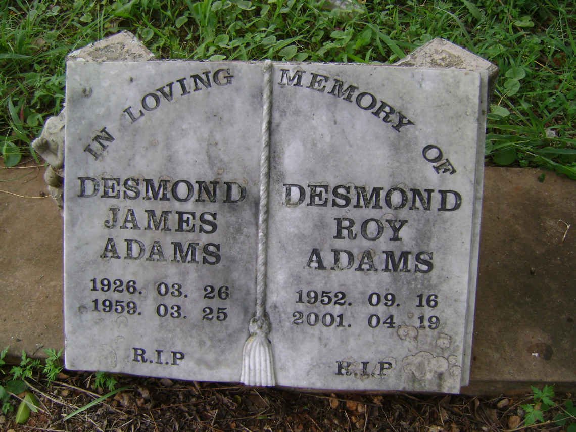 ADAMS Desmond James 1926-1959 :: ADAMS Desmond Roy 1952-2001