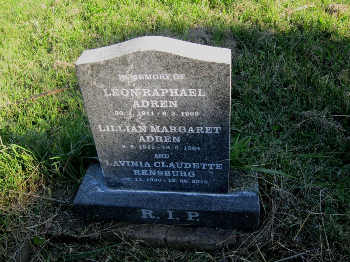 ADREN Leon Raphael 1911-1969 &amp; Lillian Margaret 1911-1984 :: RENSBURG Lavinia Claudette 1940-2012