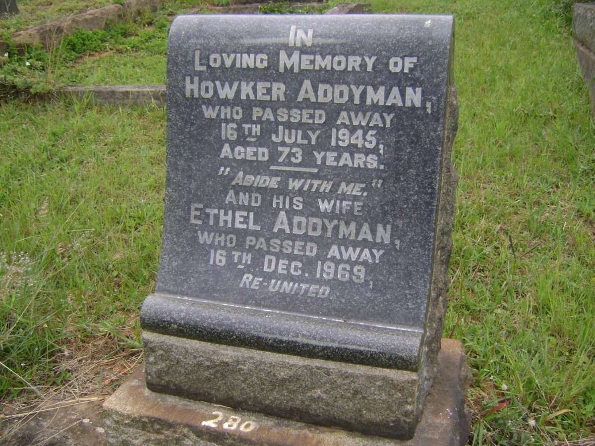 ADDYMAN Howker -1945 &amp; Ethel -1969
