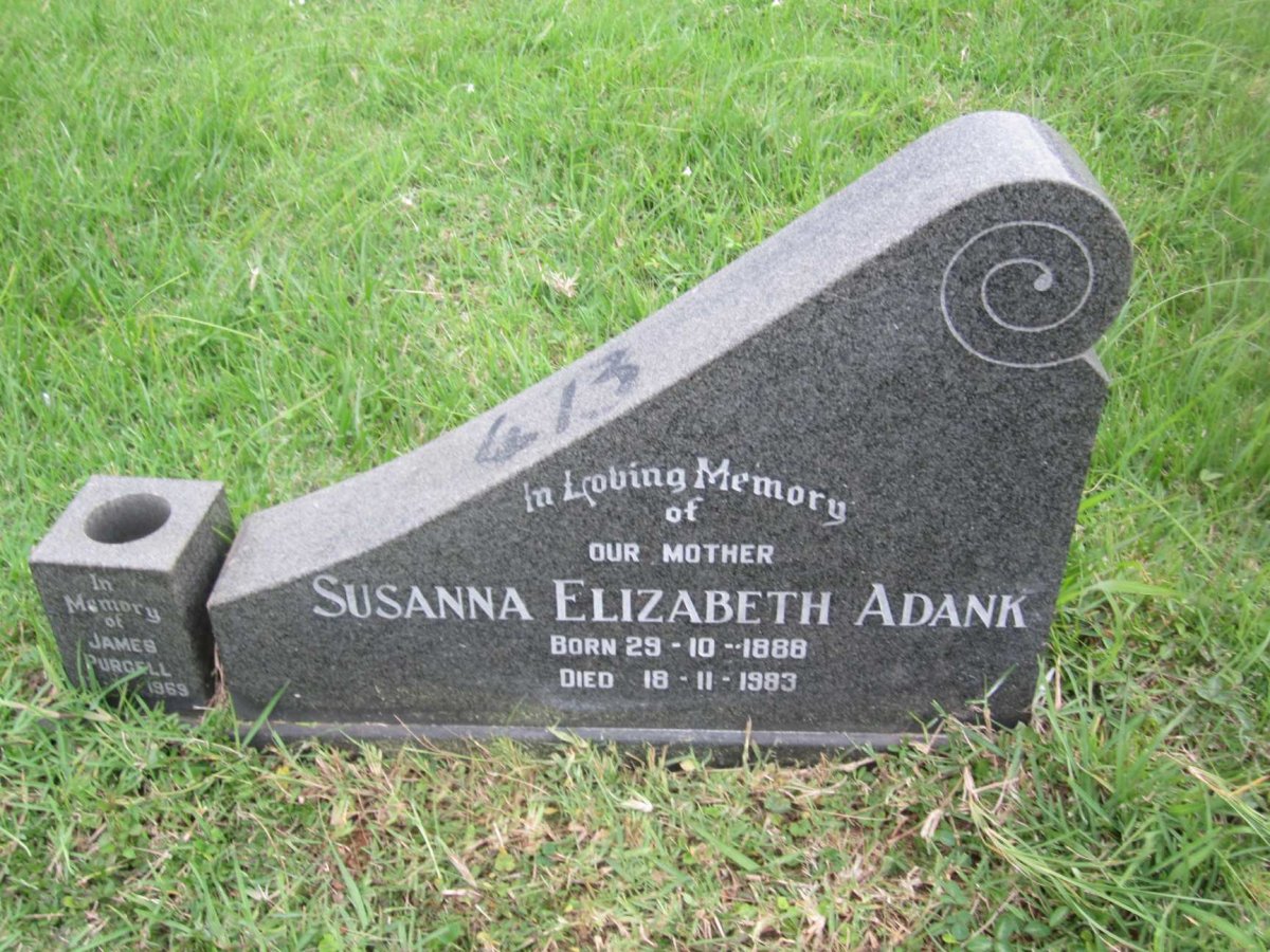 ADANK Susanna Elizabeth 1888-1983 :: PURGELL James -1969