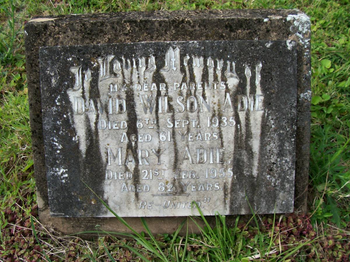 ADIE David Wilson -1935 &amp; Mary -1955
