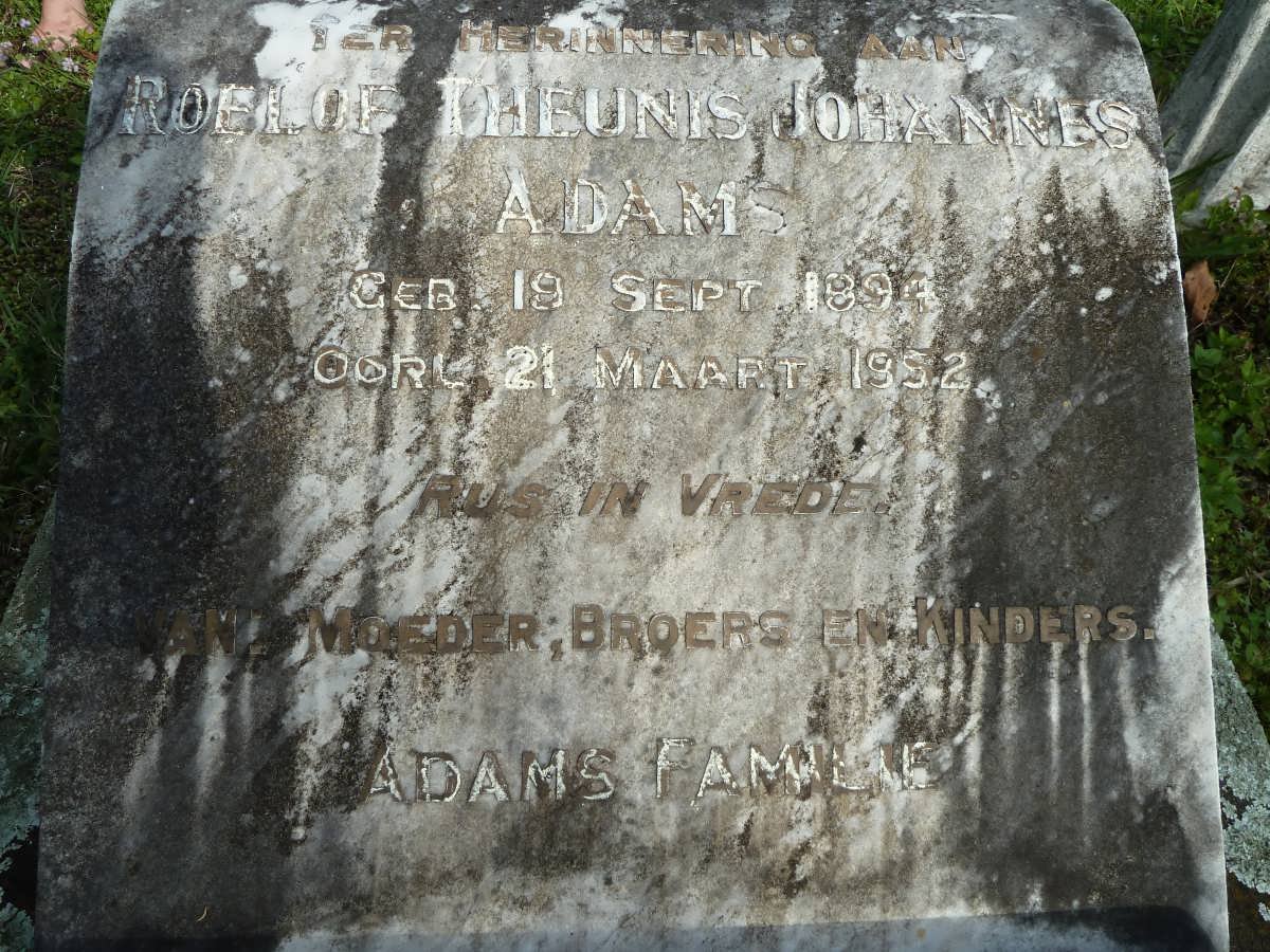 ADAMS Roelof Theunis Johannes 1894-1952