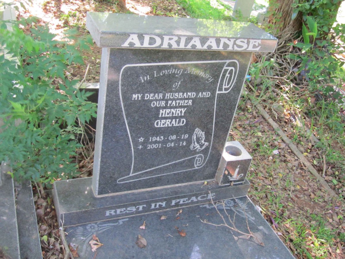 ADRIAANSE Henry Gerald 1943-2001
