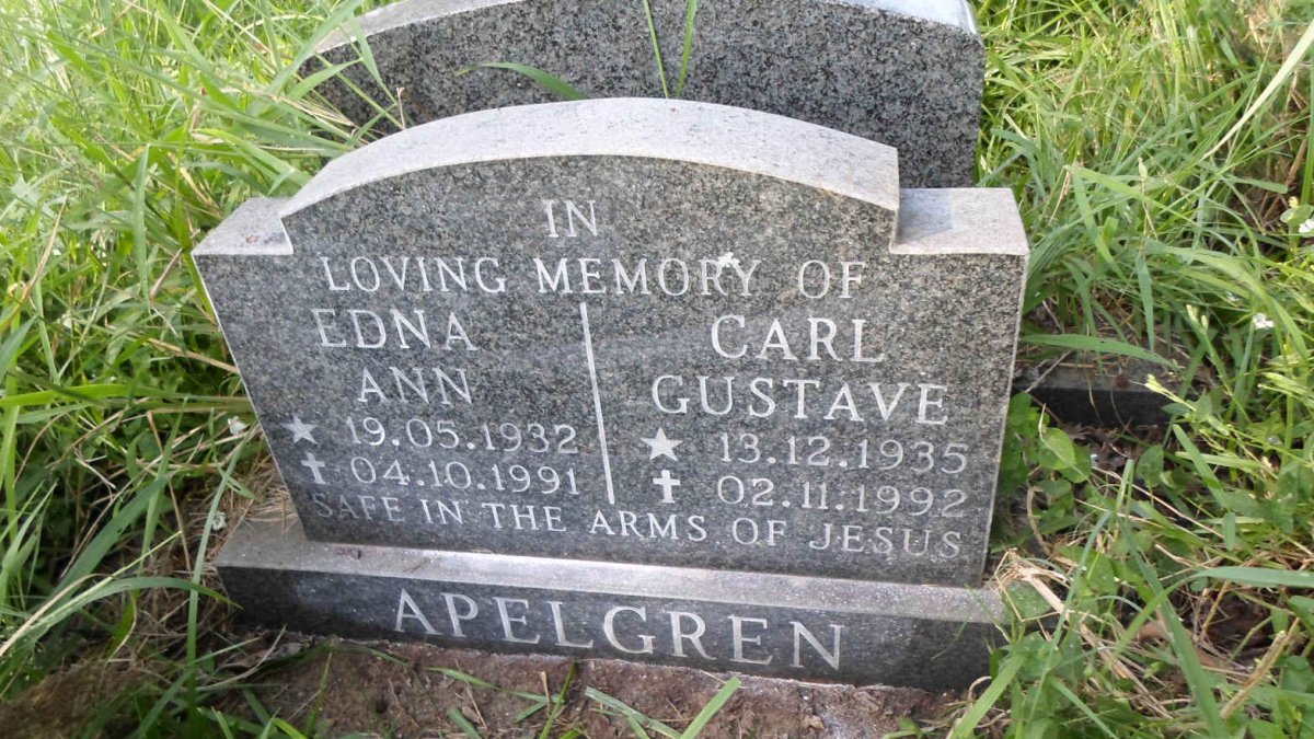 APELGREN Carl Gustave 1935-1992 &amp; Edna Ann 1932-1991