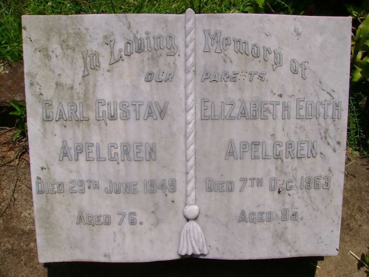 APELGREN Carl Gustav -1949 &amp; Elizabeth Edith -1963