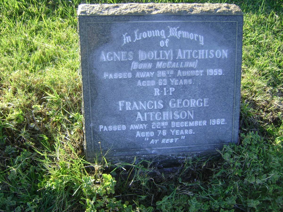 AITCHISON Francis George -1962 &amp; Agnes Mc CALLUM -1953