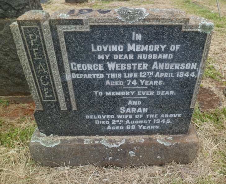 ANDERSON George Webster -1944 &amp; Sarah -1945