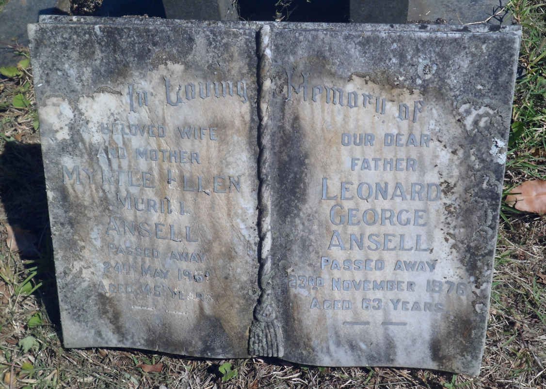 ANSELL Leonard George -1976 &amp; Myrtle Ellen Muriel -1961