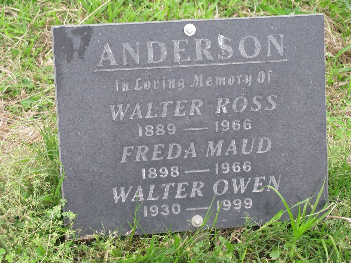 ANDERSON Walter Ross 1889-1966 :: ANDERSON Freda Maud 1898-1966 :: ANDERSON Walter Owen 1930-1999