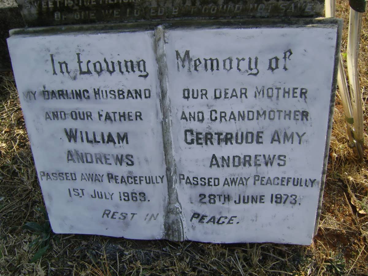 ANDREWS William -1963 &amp; Gertrude Amy -1973