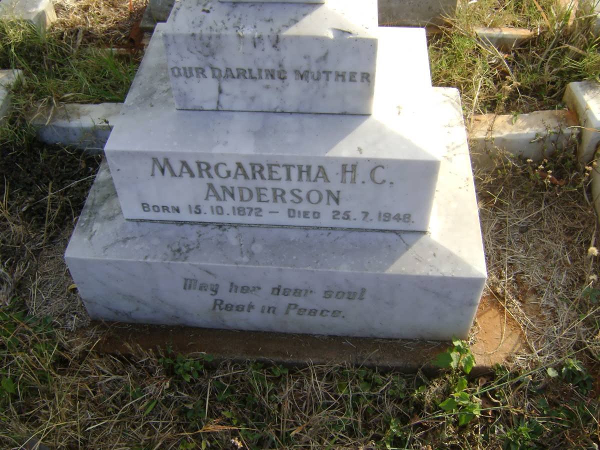ANDERSON Margaretha H.C. 1872-1948
