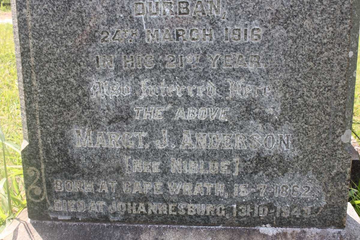 ANDERSON Margaret Jane nee NIBLOE 1862-1943