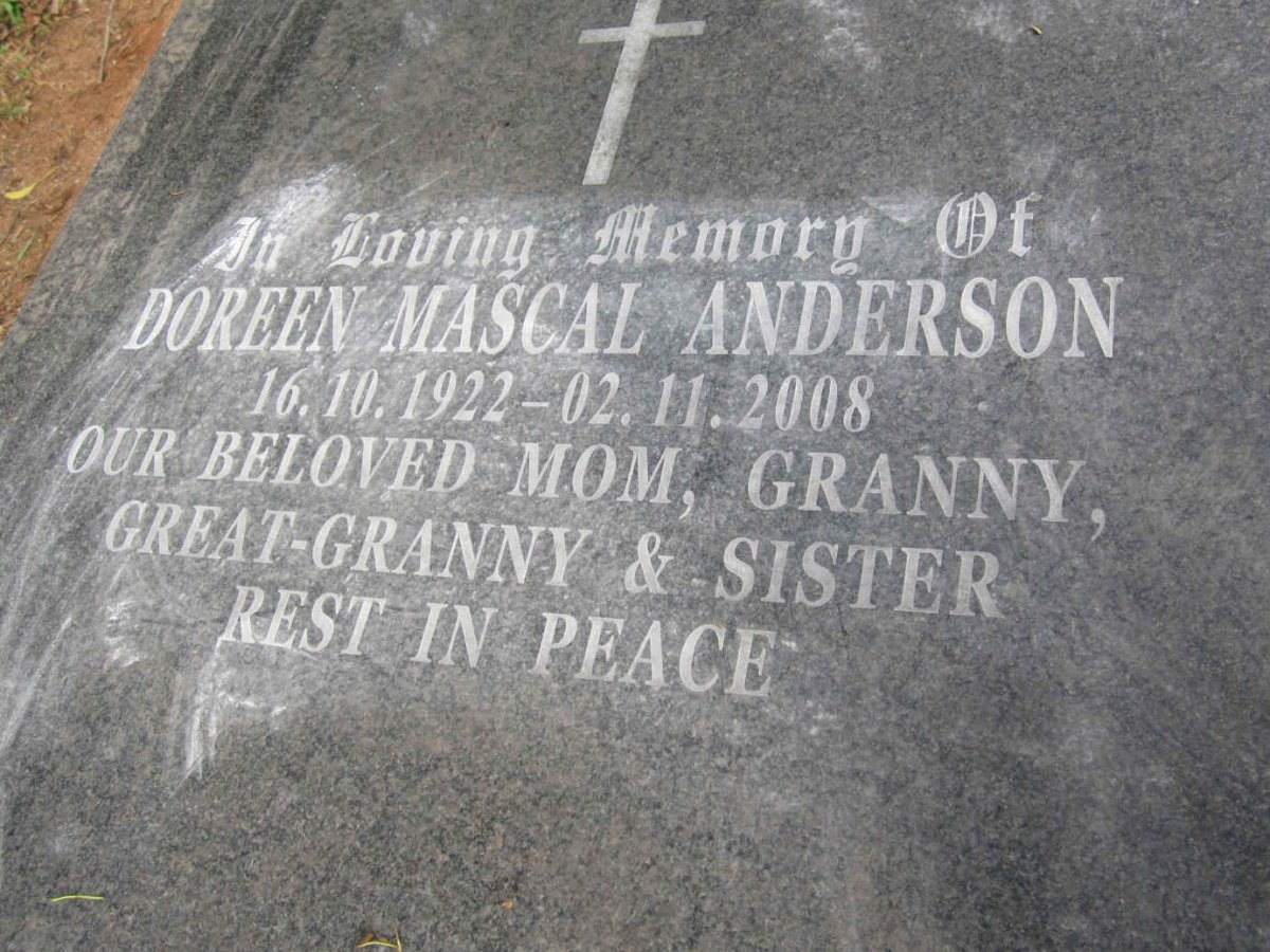 ANDERSON Doreen Mascal 1922-2008