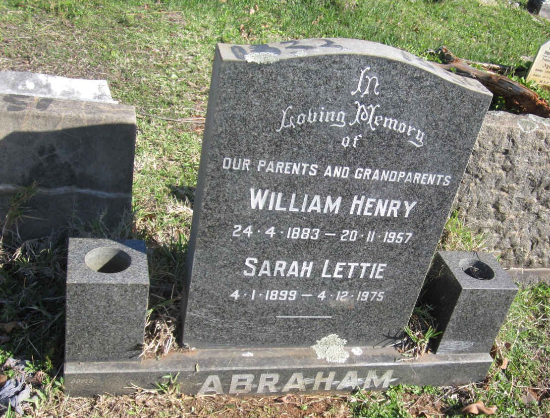 ABRAHAM William Henry 1883-1957 &amp; Sarah Lettie 1899-1975