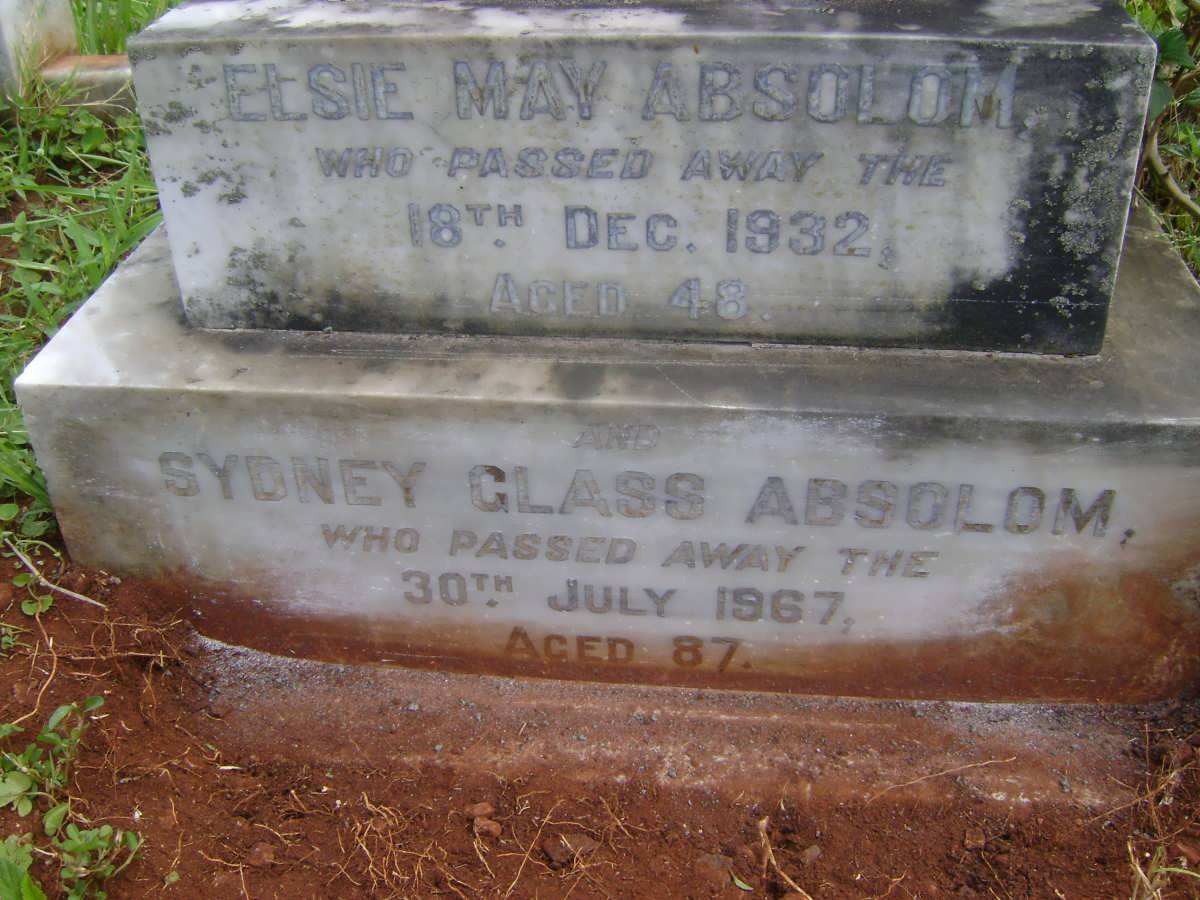 ABSOLOM Sydney Glass -1967 &amp; Elsie May -1932