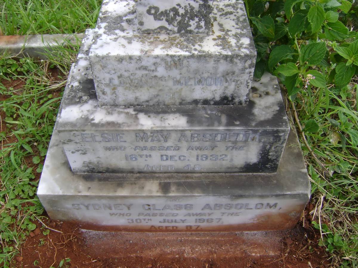 ABSOLOM Sydney Glass -1967 &amp; Elsie May -1932