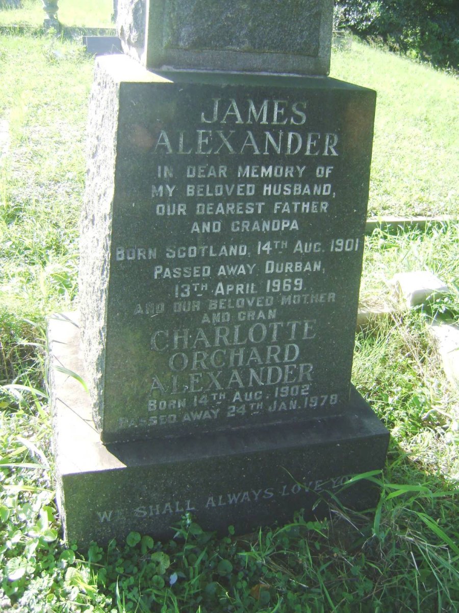 ALEXANDER James 1901-1969 &amp; Charlotte ORCHARD 1902-1978