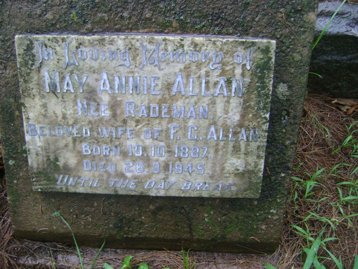 ALLAN May Annie nee RADEMAN 1887-1945