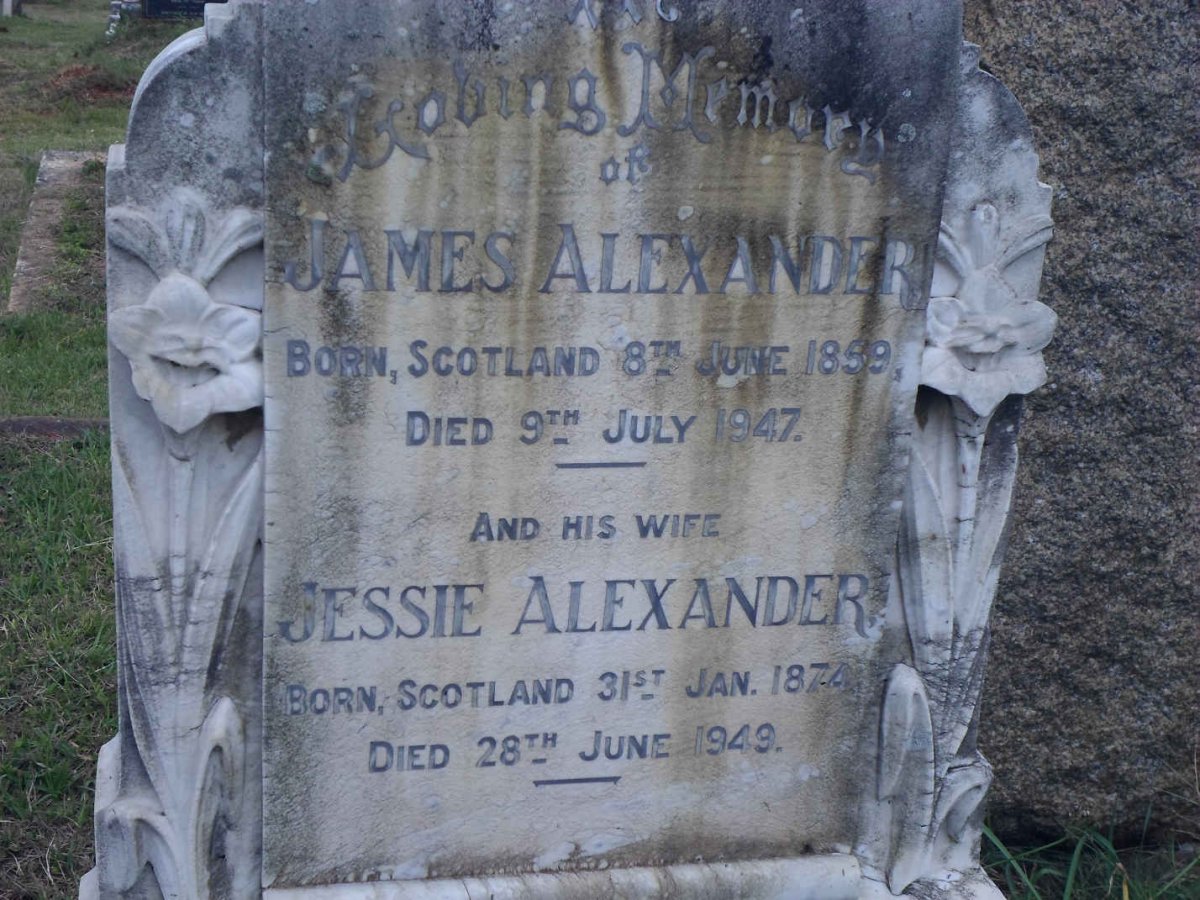 ALEXANDER James 1859-1947 &amp; Jessie 1874-1949