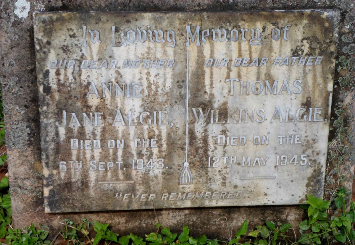 ALGIE Thomas Wilkins -1945 &amp; Annie Jane -1943